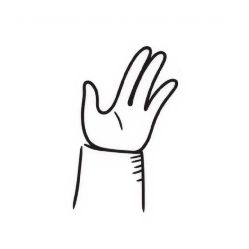 a hand, black doodle style sticker