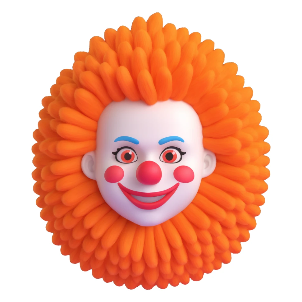 extra fluffy clown hair, no face sticker