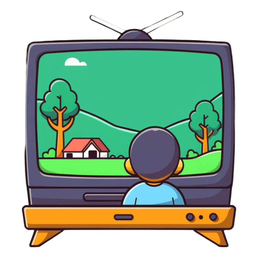 character watching a nature documentary on TV sticker