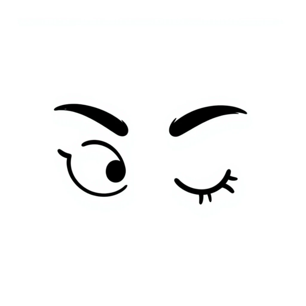 playful hand-drawn doodle style eyebrows, no face sticker