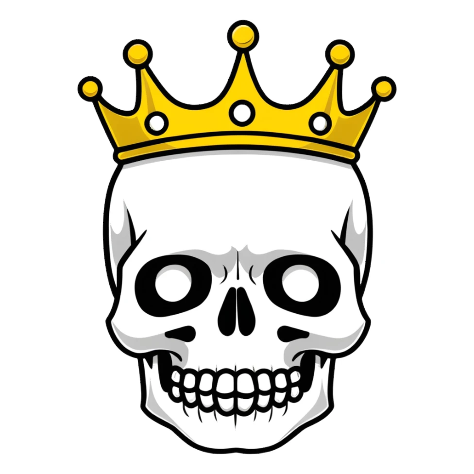red and black skull with crown sticker