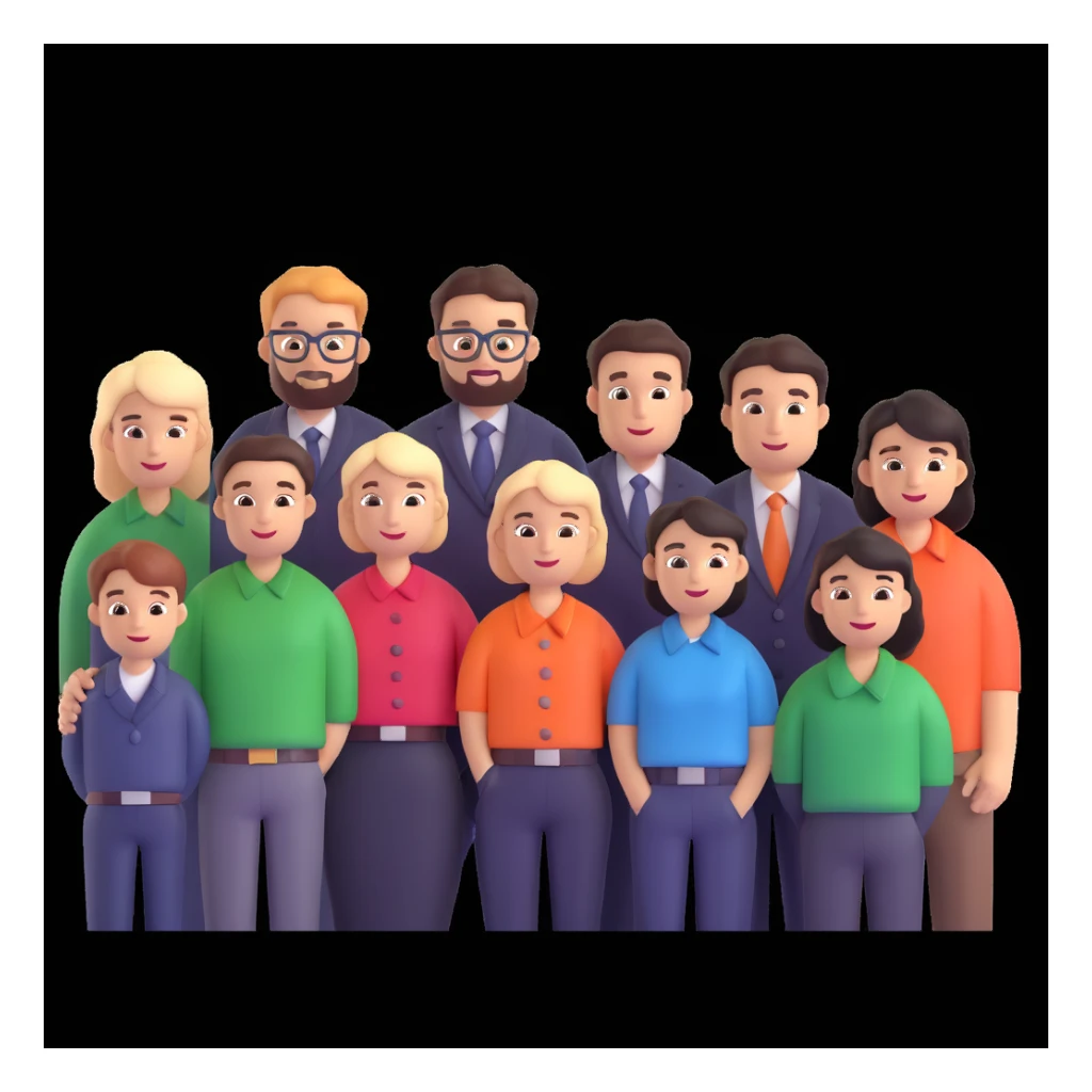 depict 8 designers and one manager sticker