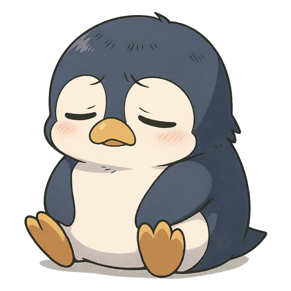anime style penguin sleeping, looking sad sticker