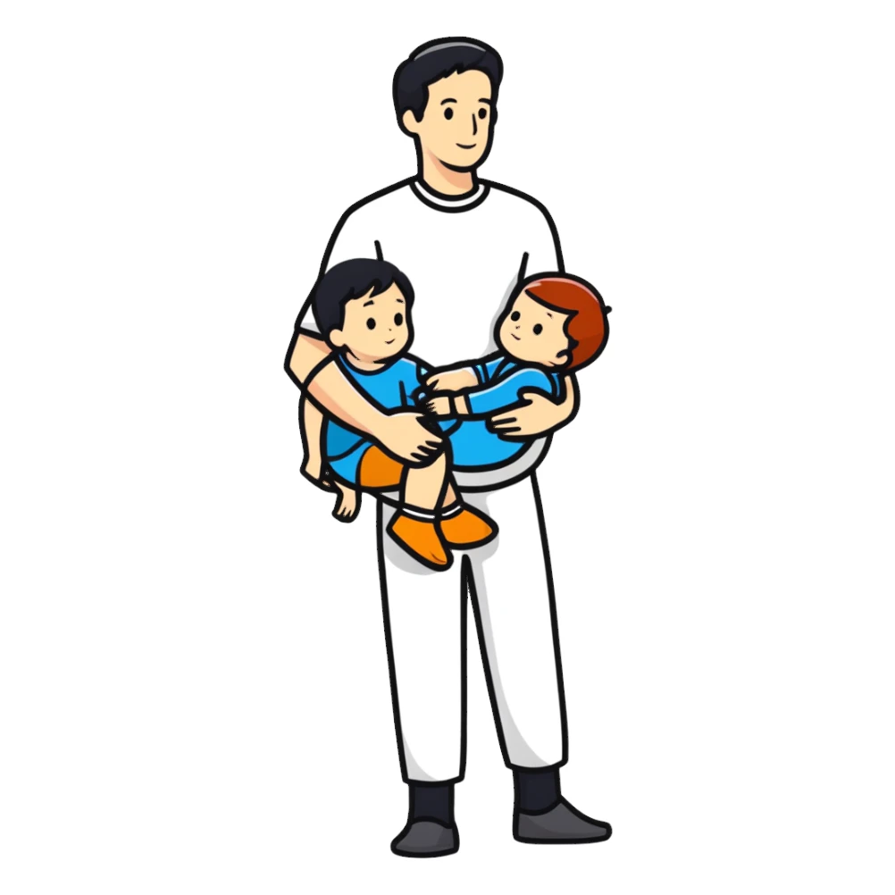 White man holding a child, parent and child sticker