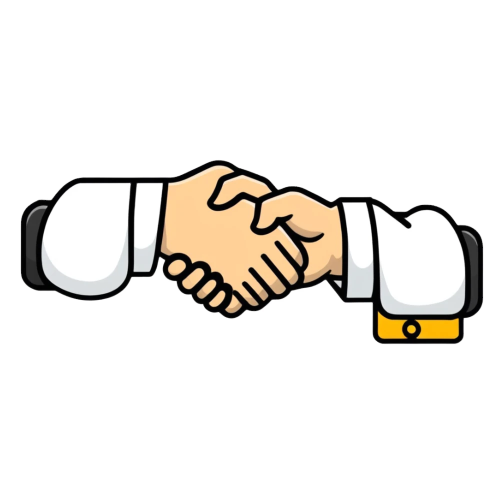 trust handshake, reliability checkmark, credibility verification sticker