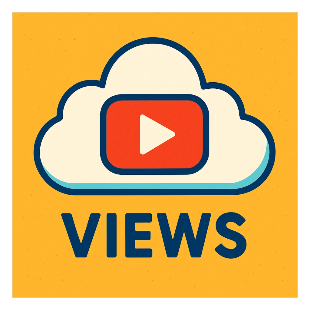 A cloud with a YouTube play button symbol inside it, representing views on YouTube sticker