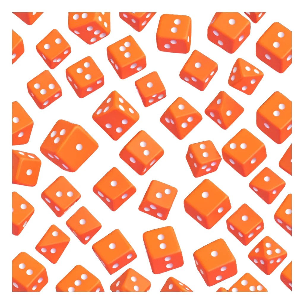 orange dice, 3D, inspired by Hermès, elegant, no text sticker