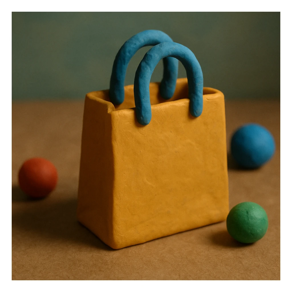 shopping bag, claymation style sticker