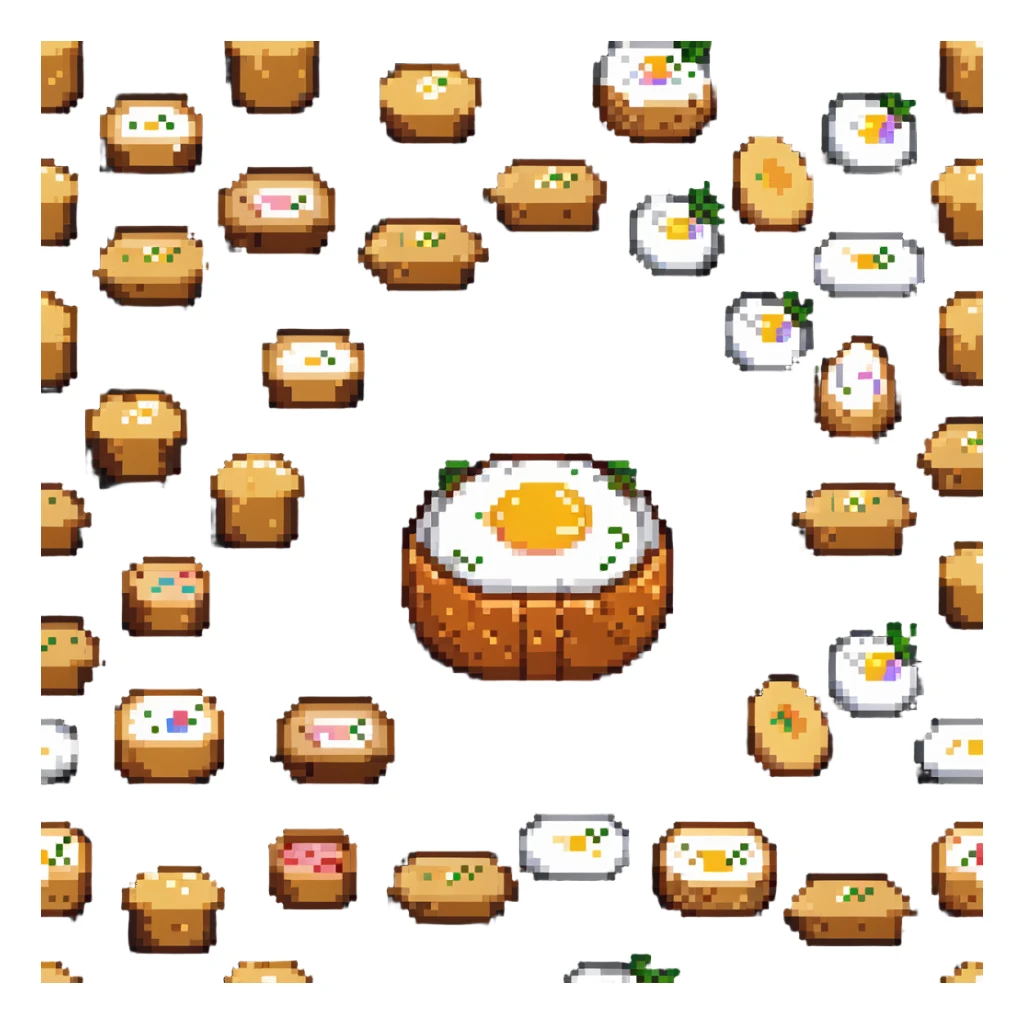 Korean egg bread, pixel art style, retro vibe sticker
