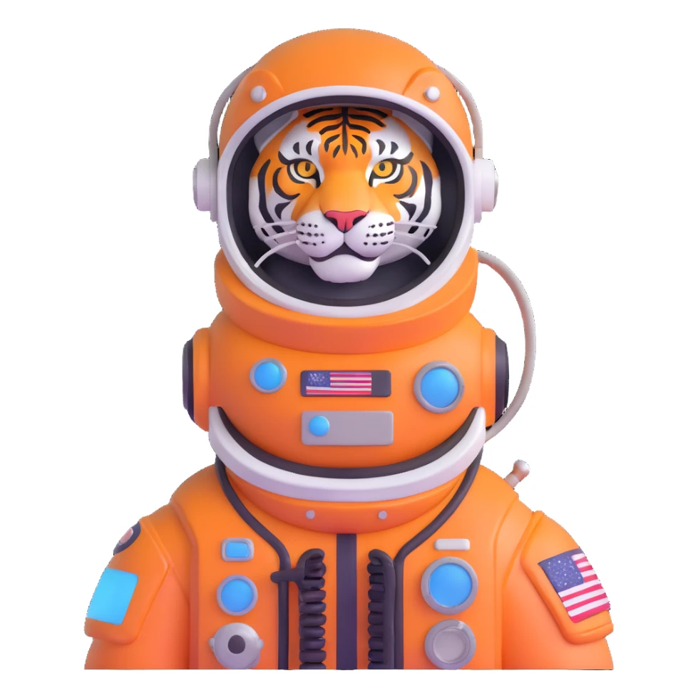 tiger astronaut with helmet sticker