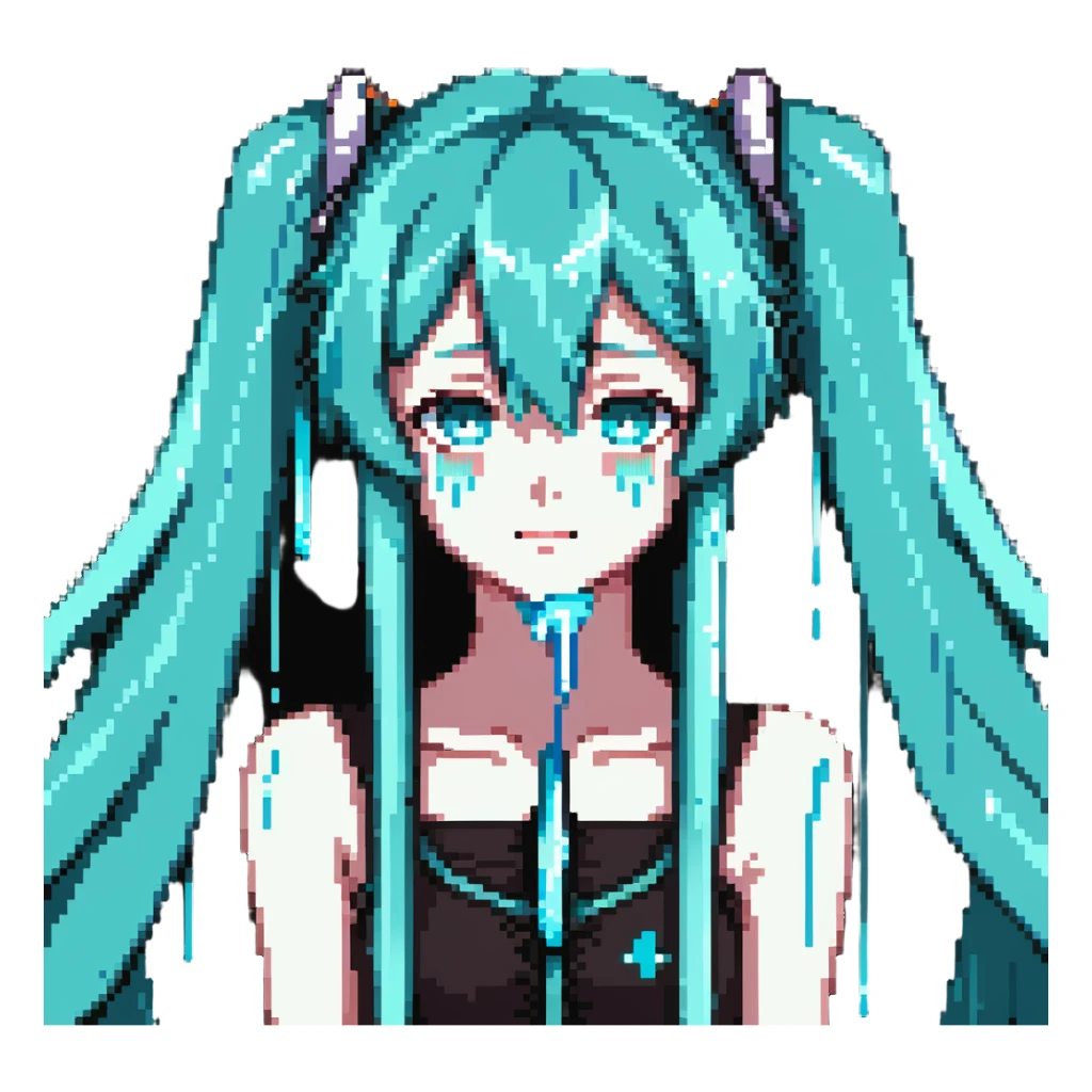 Hatsune Miku crying reaction with tears sticker