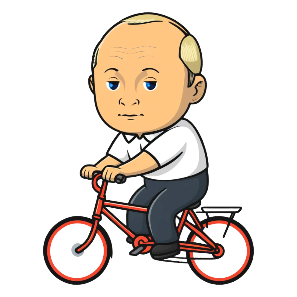 Vladimir Putin riding a bicycle sticker