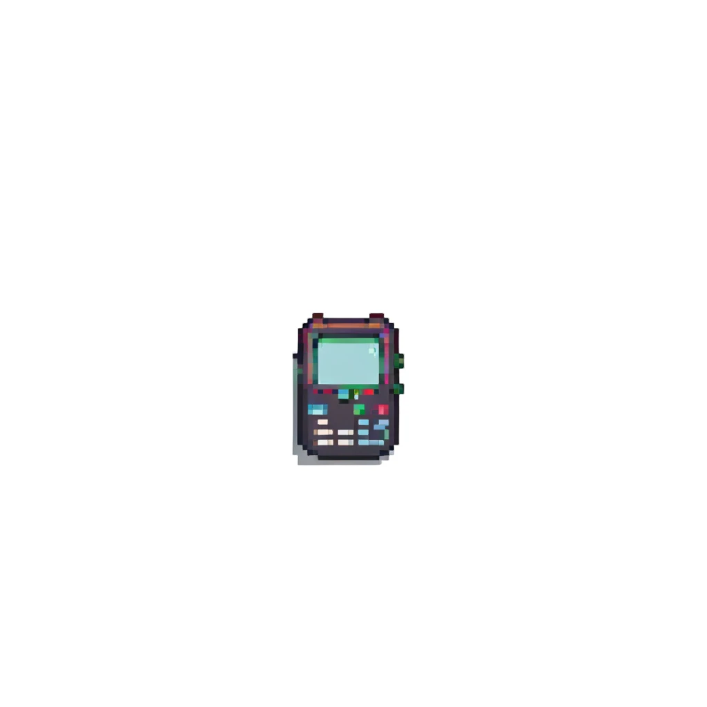 phone, Minecraft-inspired, low-res pixel art, simple sticker