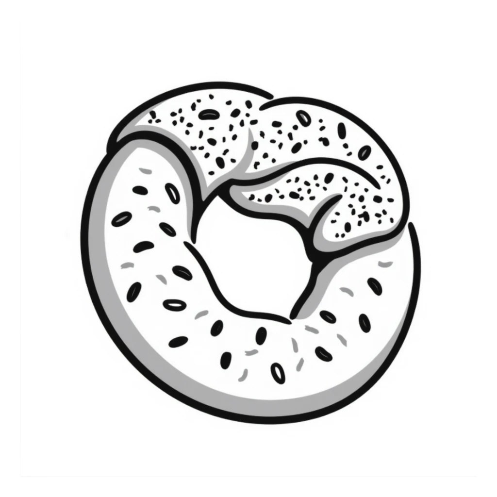 simit Turkish sesame bread ring hand-drawn doodle style sticker