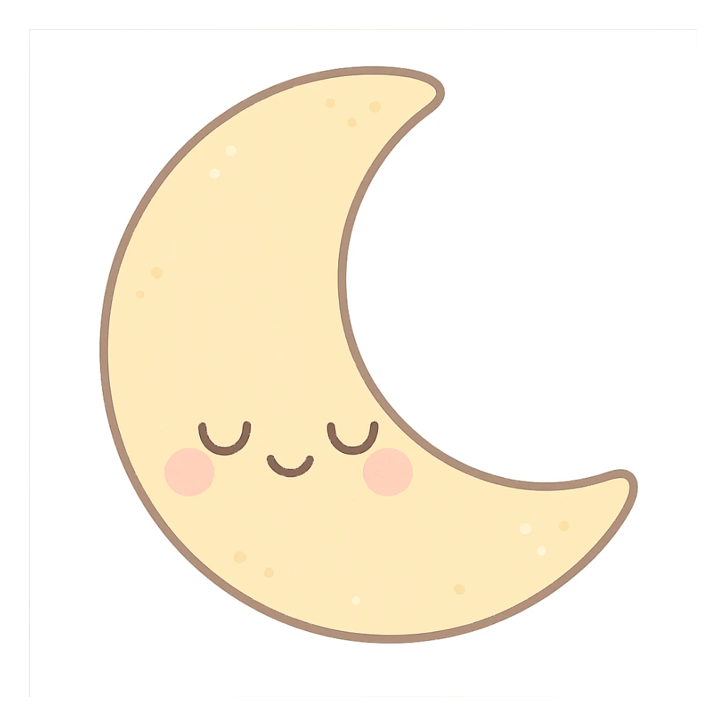 kawaii style sleepy moon sticker