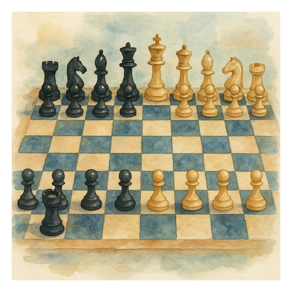 watercolor style chess board with pieces sticker