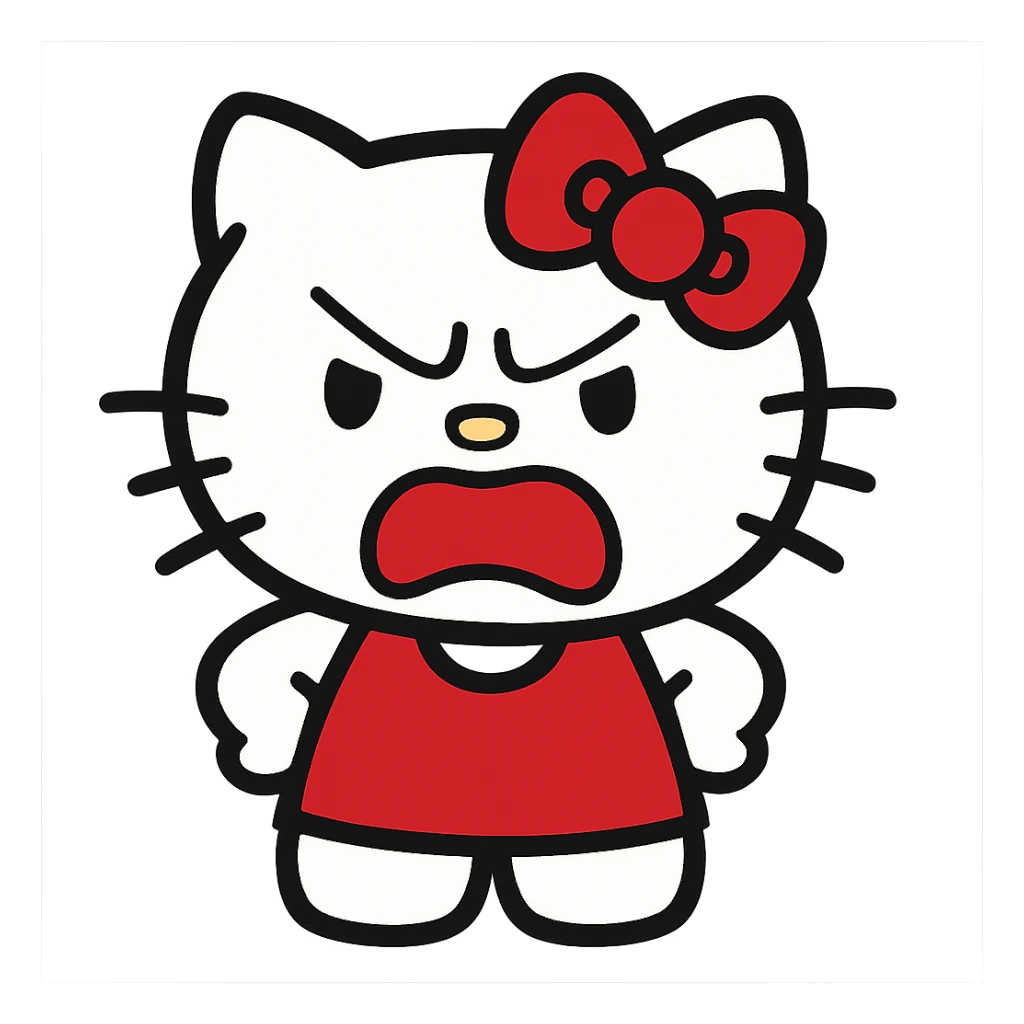 angry Hello Kitty, shouting, hands on hips sticker