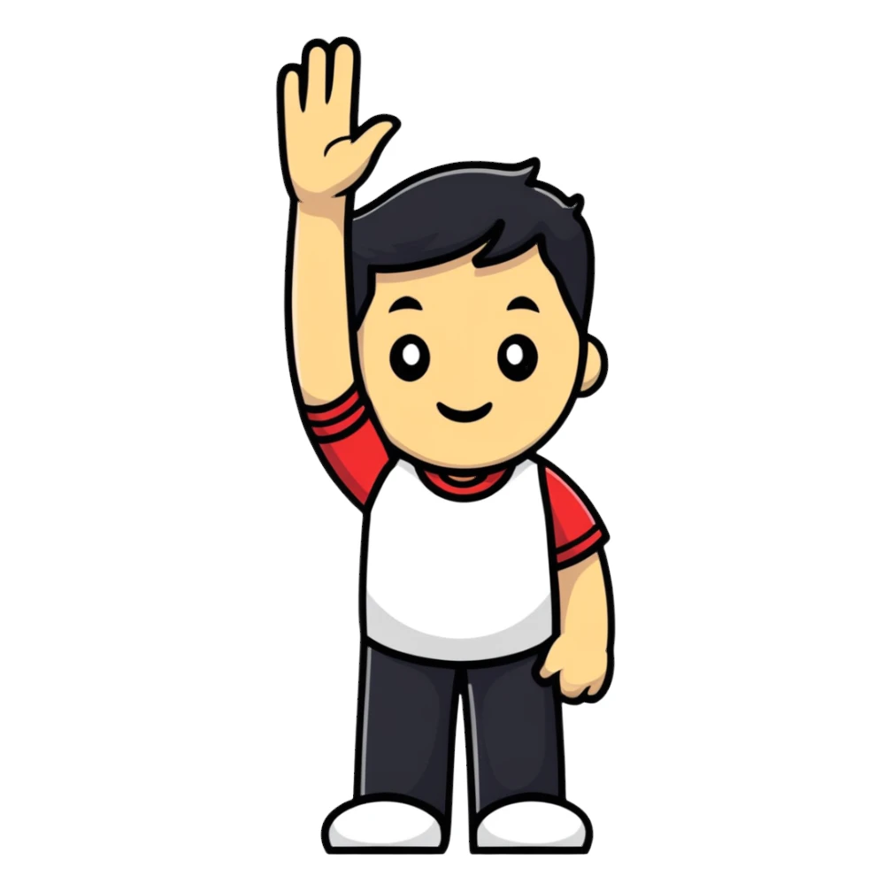 man waving sticker