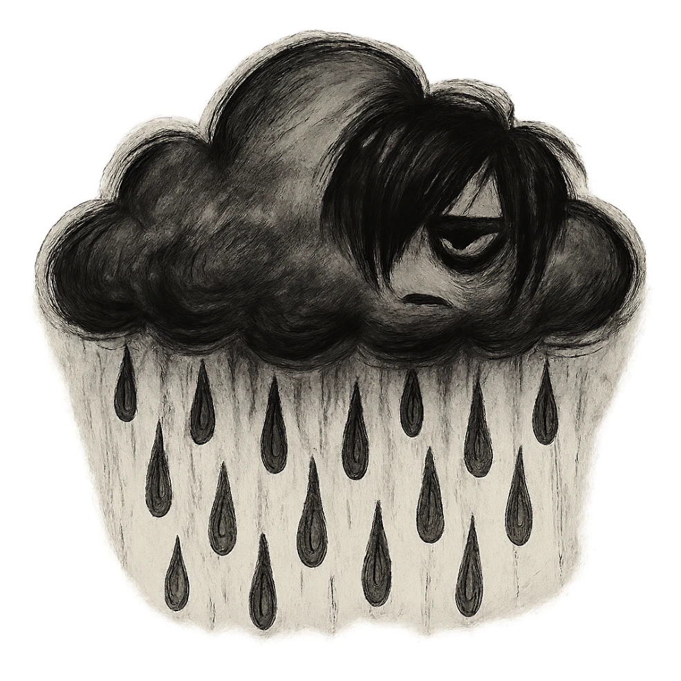 emo cloud with rain sticker