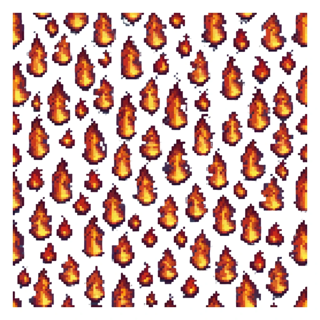 fire, pixel art style, small pixel flames, vibrant colors sticker
