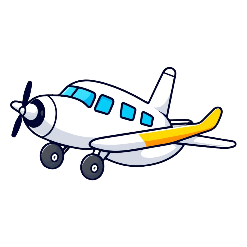 Cartoon airplane with happy face sticker