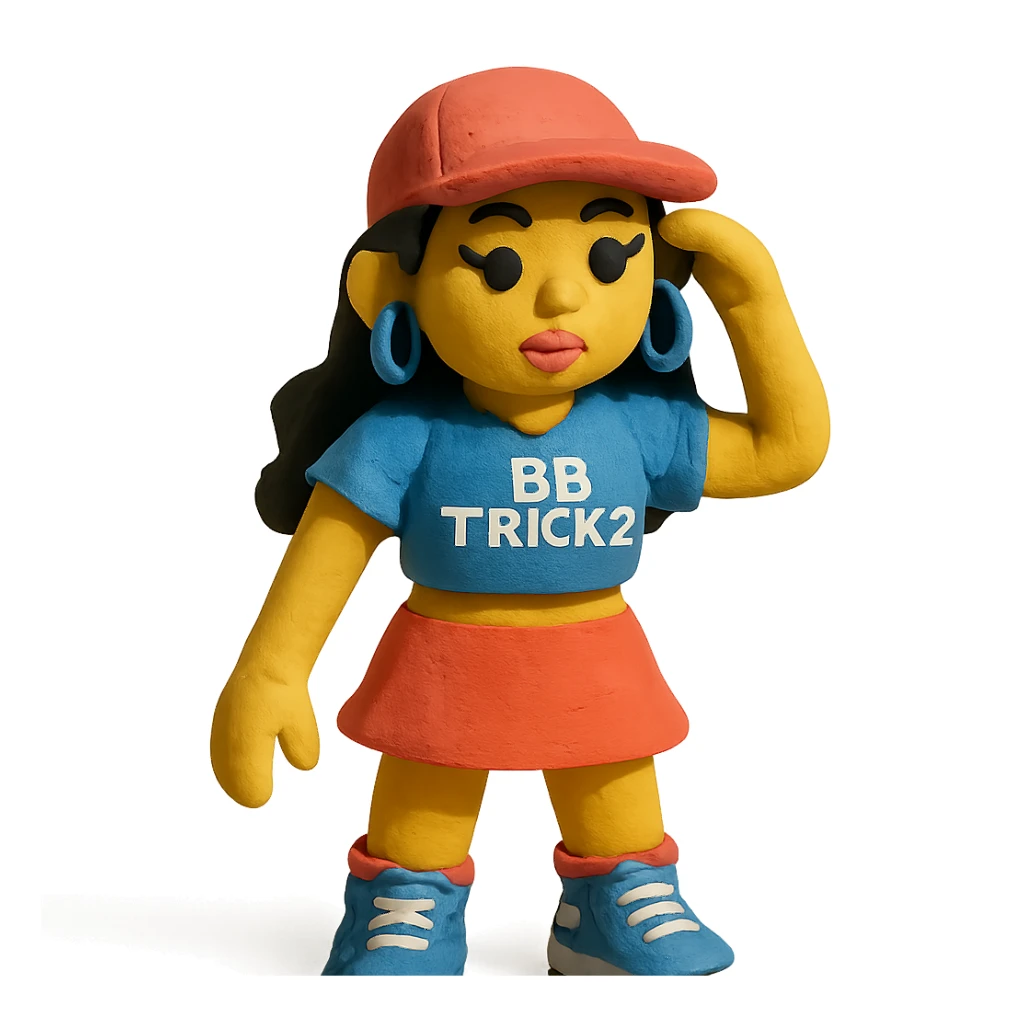 bb trickz character in claymation style sticker