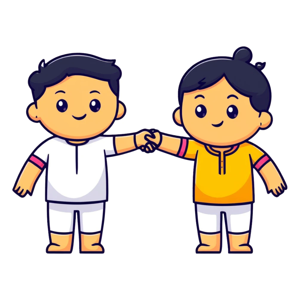 cute characters linking arms with Hindi word Tumse sticker