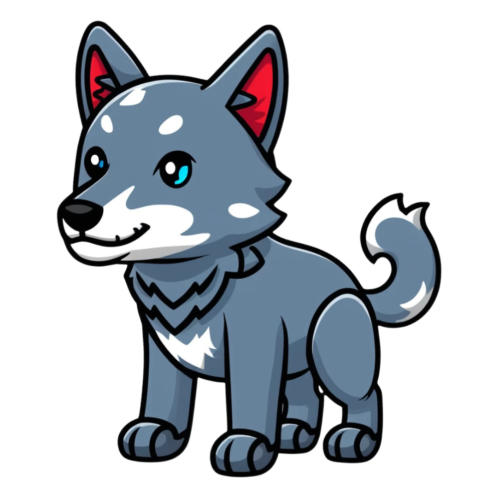 robotic wolf with digital eyes and circuit patterns sticker