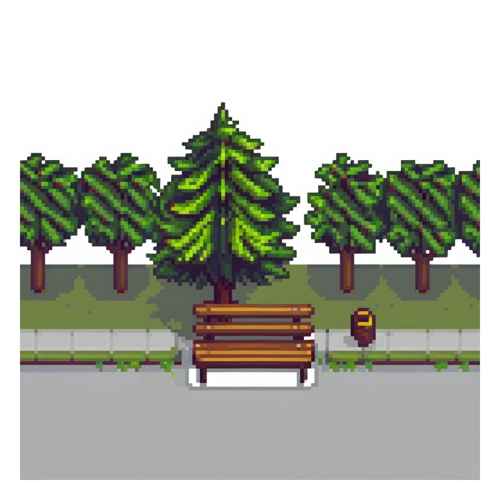 simple iconic city park with tree and bench sticker