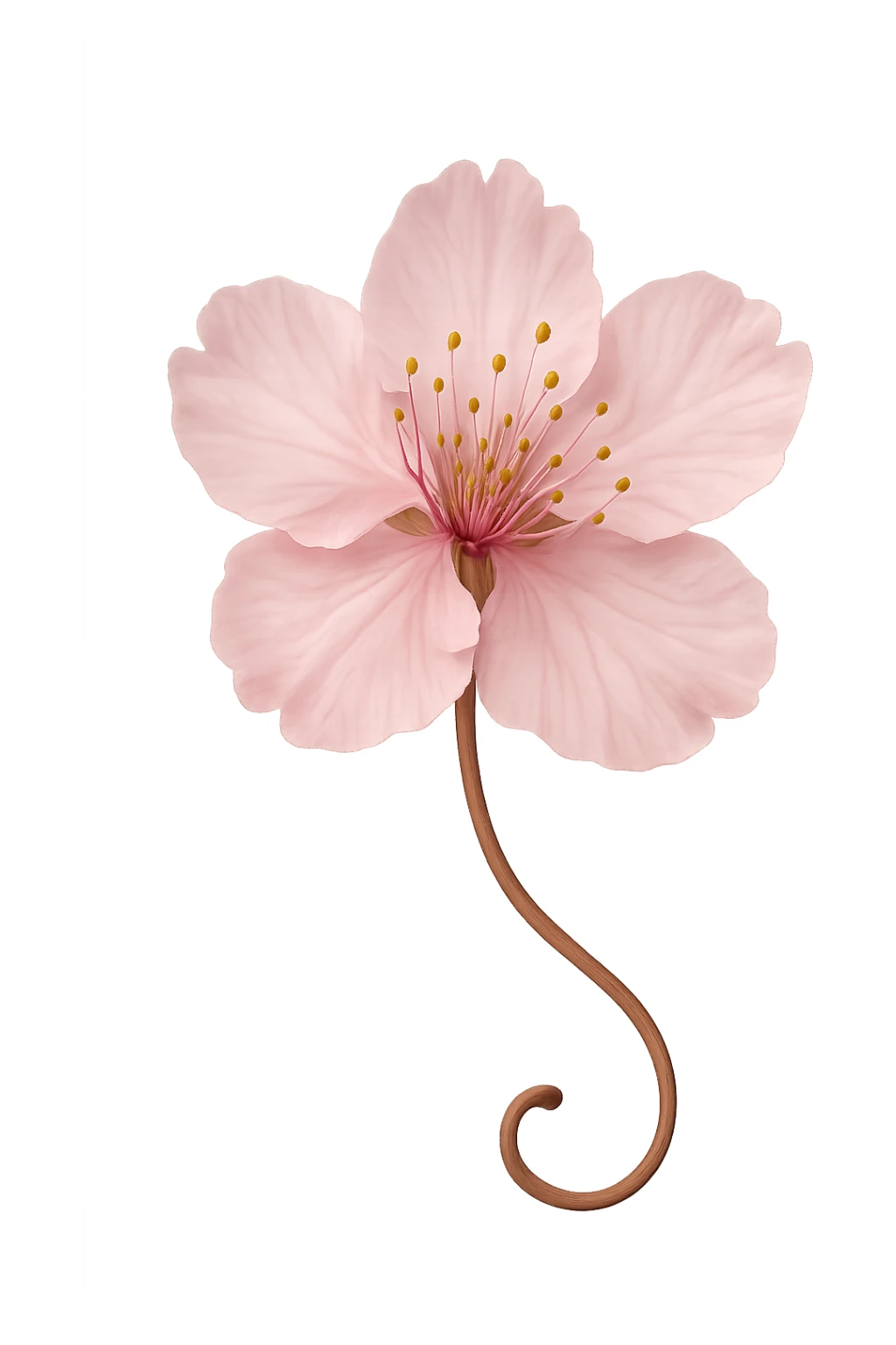 pink cherry blossom with a curled stem sticker