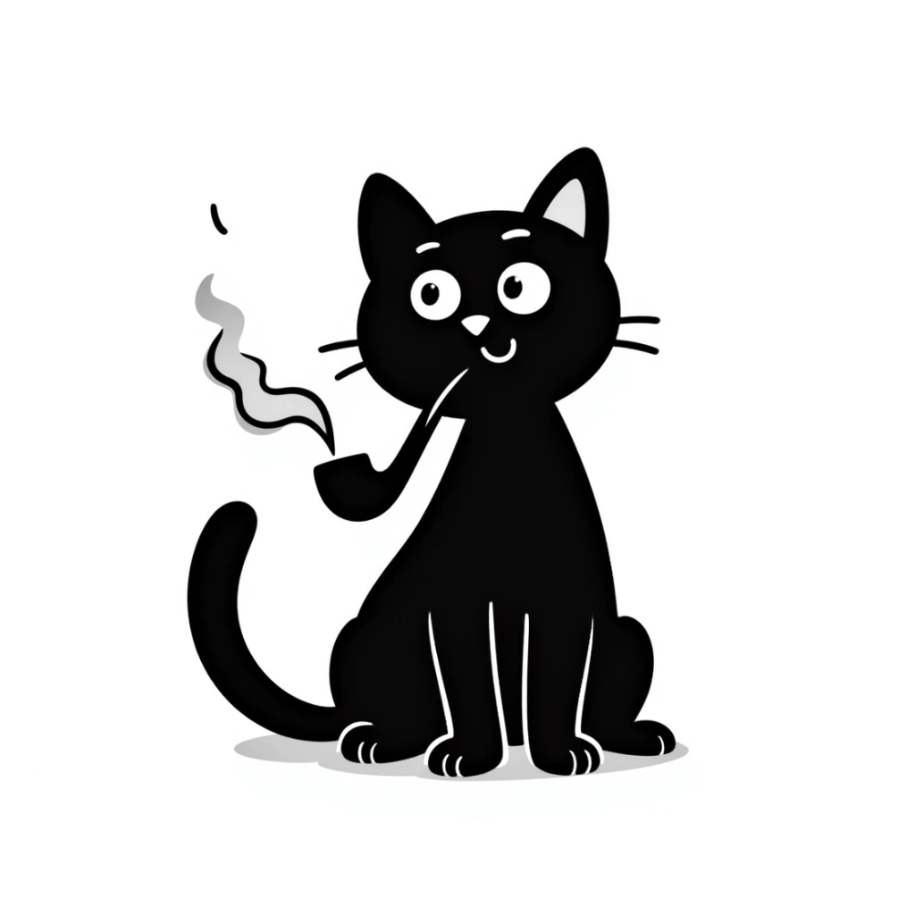 smoking cat, hand drawn doodle style sticker