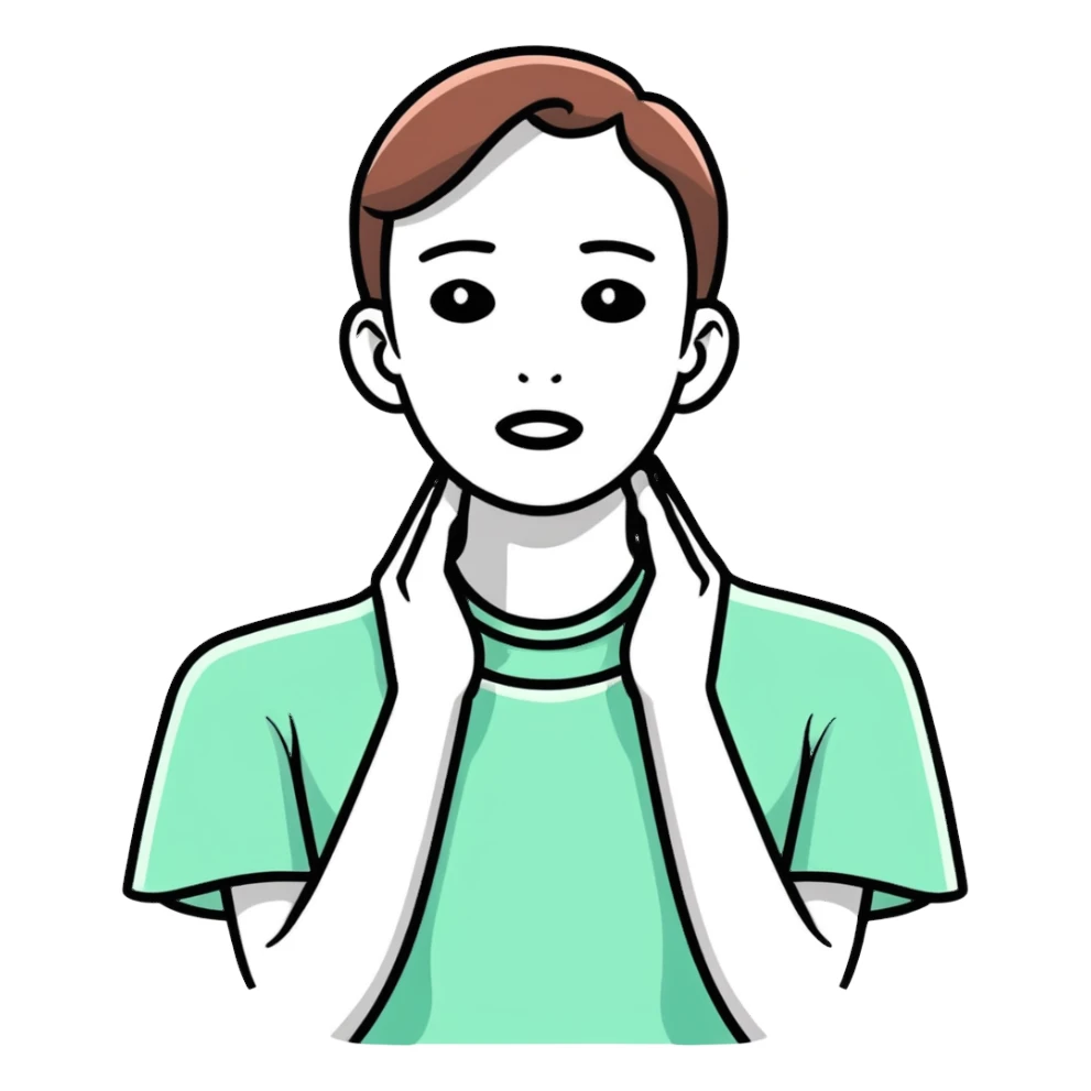 Person with hands on neck sticker