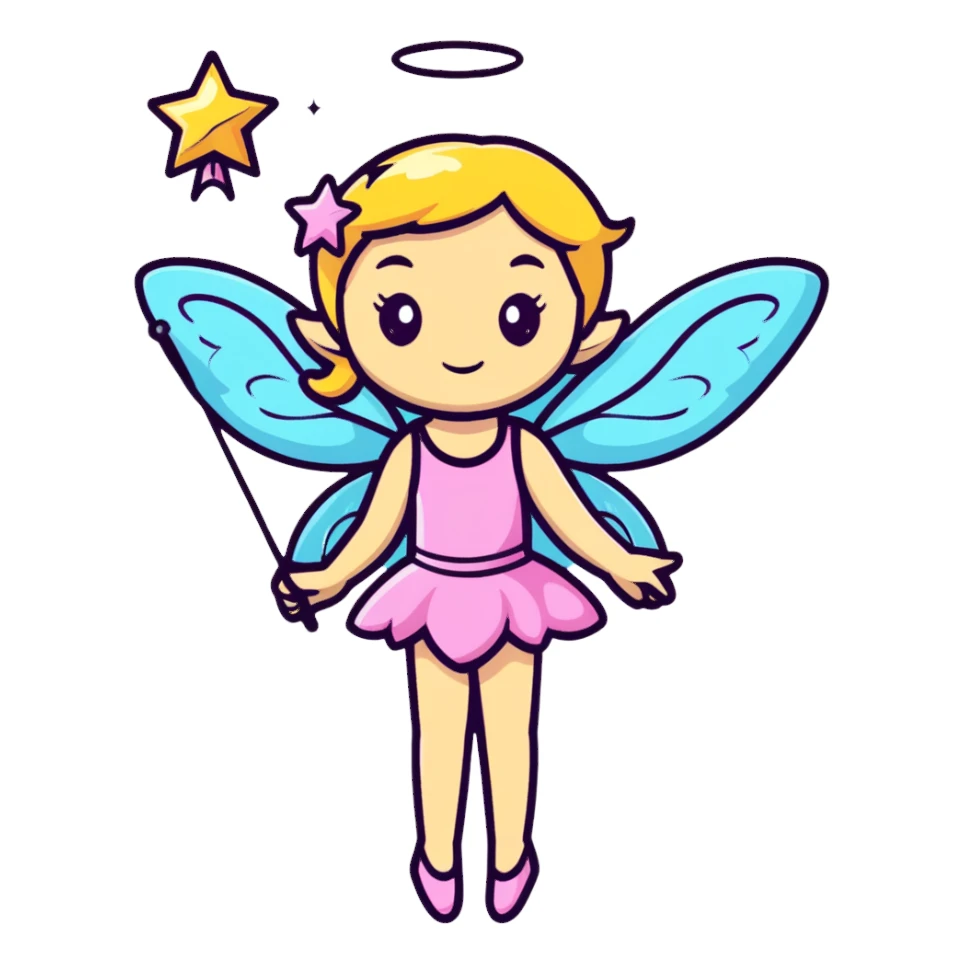 Fairy with sparkling wings and wand sticker