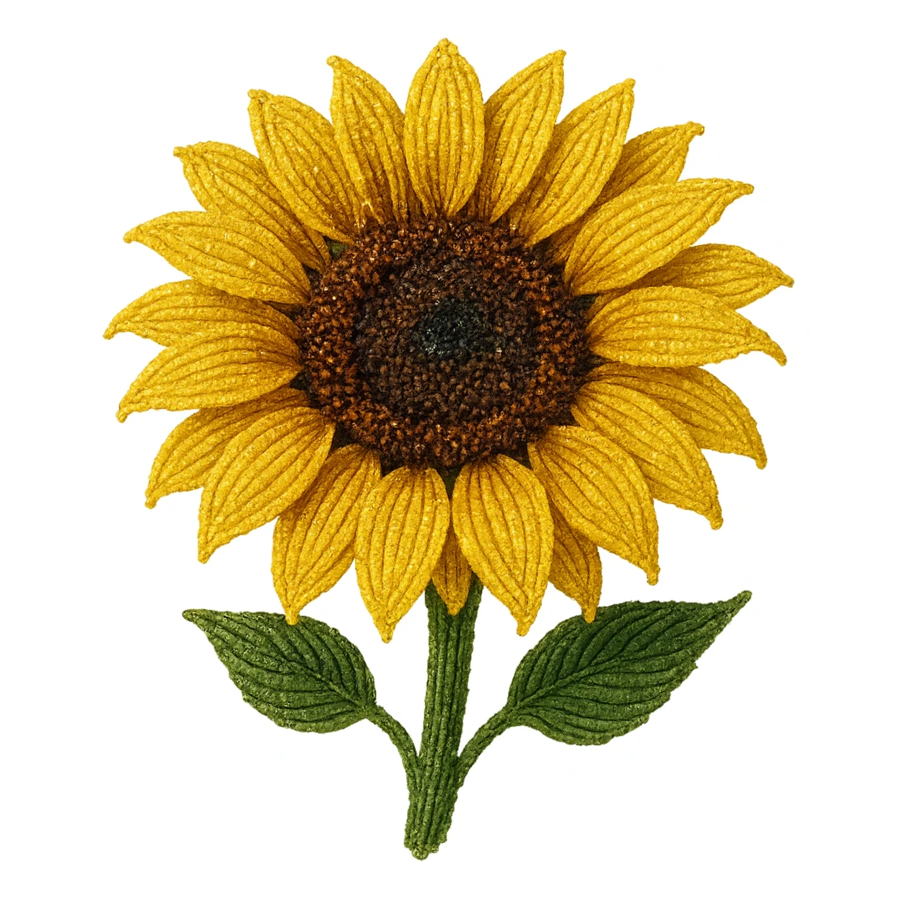 french beaded sunflower, detailed beadwork, lush petals, sparkling effect, elegant, no background sticker