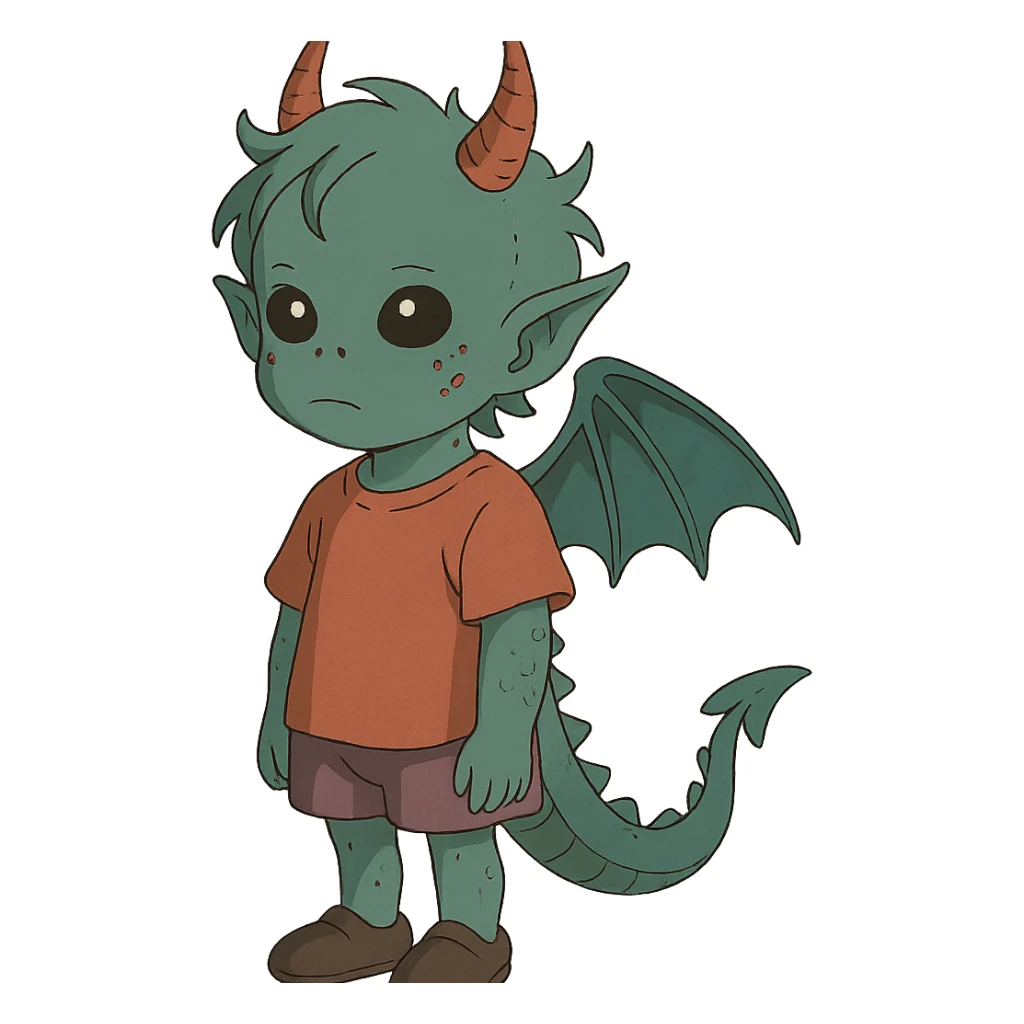 kid with features that are 20% dragon, 60% alien, and 20% demon sticker
