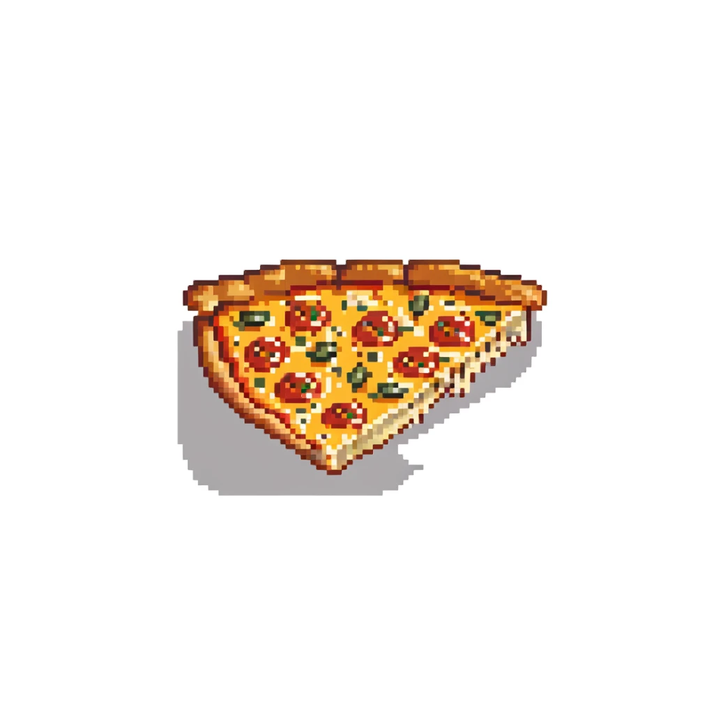 cheesy pizza slice with pepperoni sticker