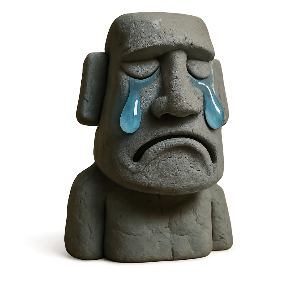 crying moai statue sticker