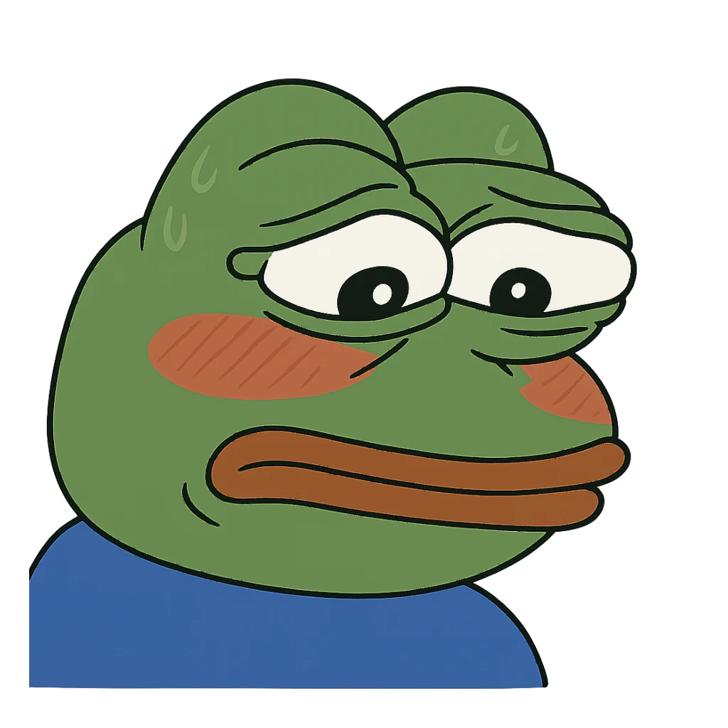 pepe the frog with an embarrassed expression sticker