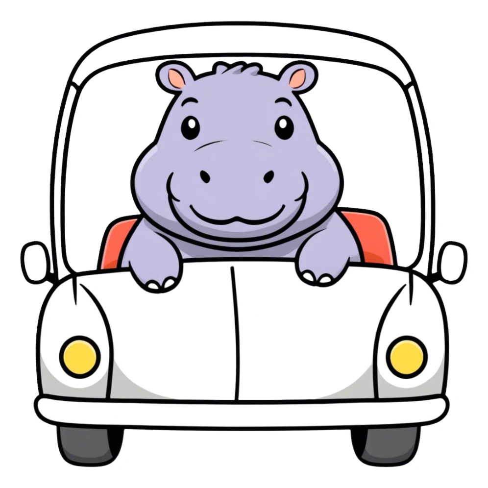 Hippo sitting es n car sticker