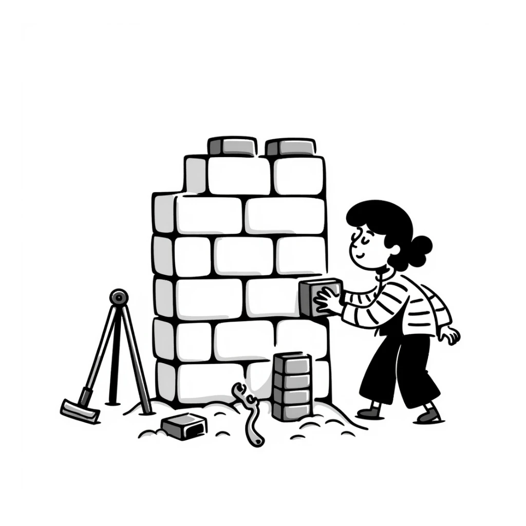 school wall under construction sticker