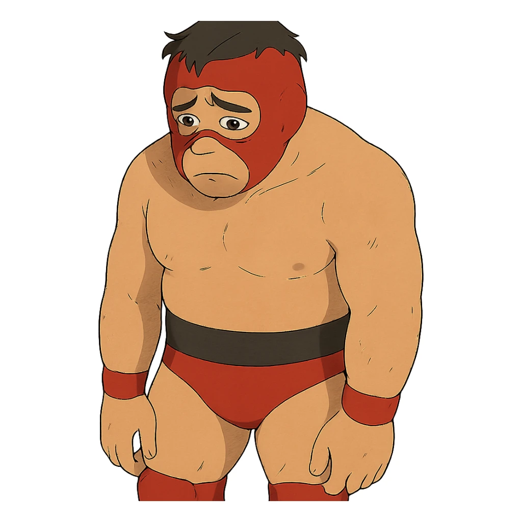 ghibli style sad wrestler sticker