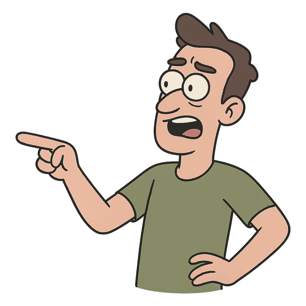 pointing hand, cartoon style, no text sticker