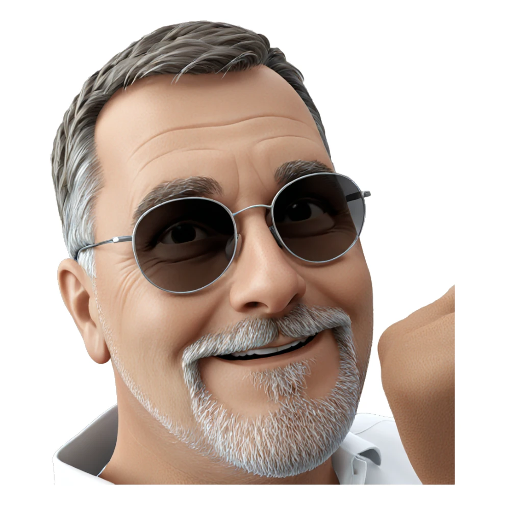 smiling man in white shirt sticker