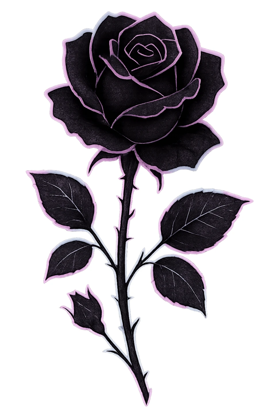 pastel goth black rose, remove background sticker