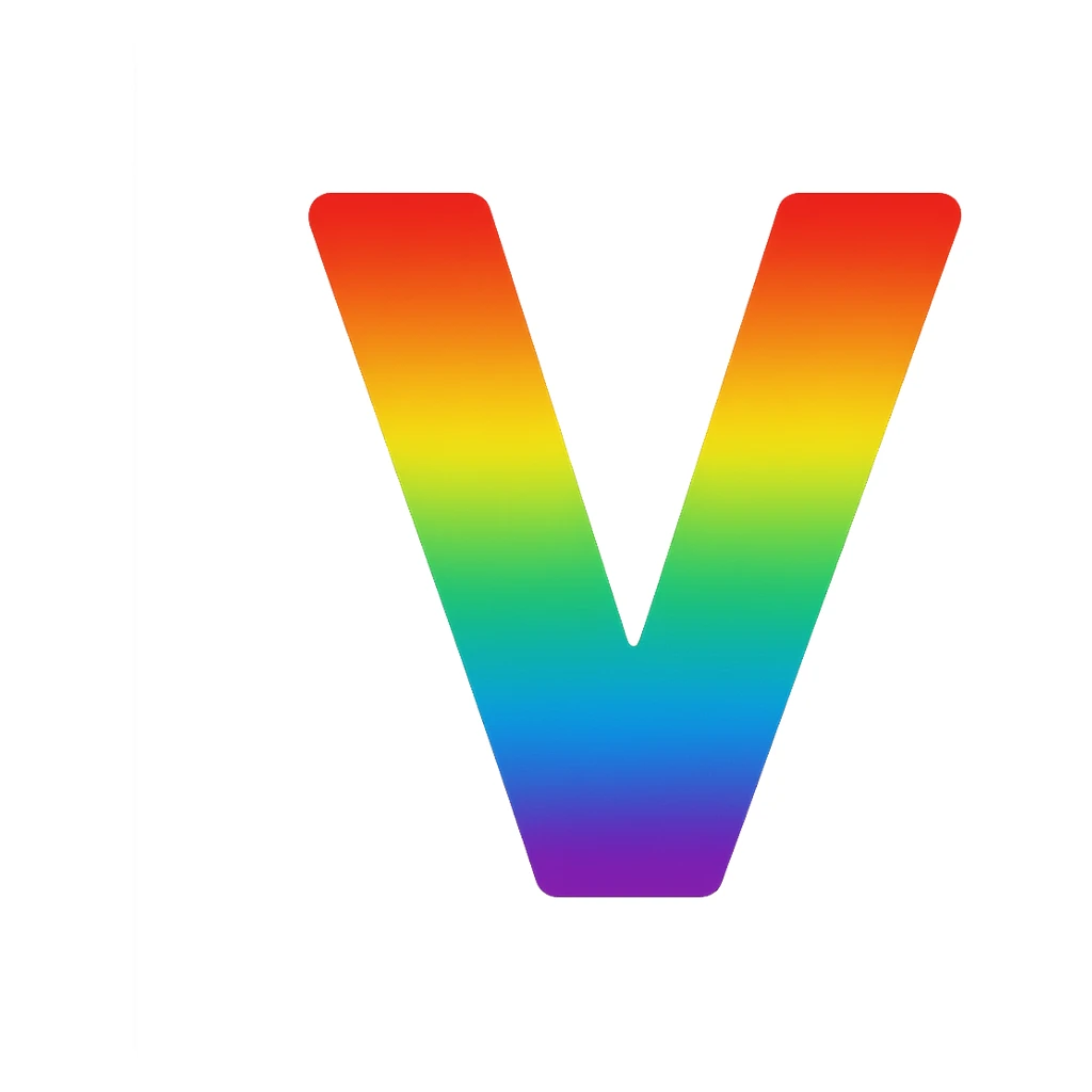 letter V with rainbow fill sticker