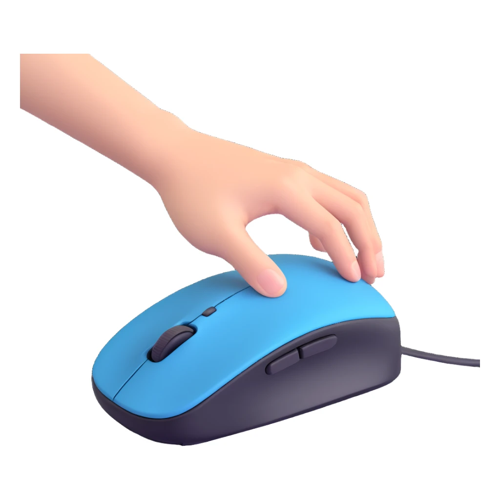a hand clicking a mouse, modern 3D style, easily recognizable sticker