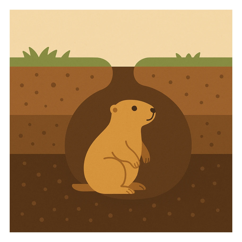 Flat design style Prairie dog under ground sticker