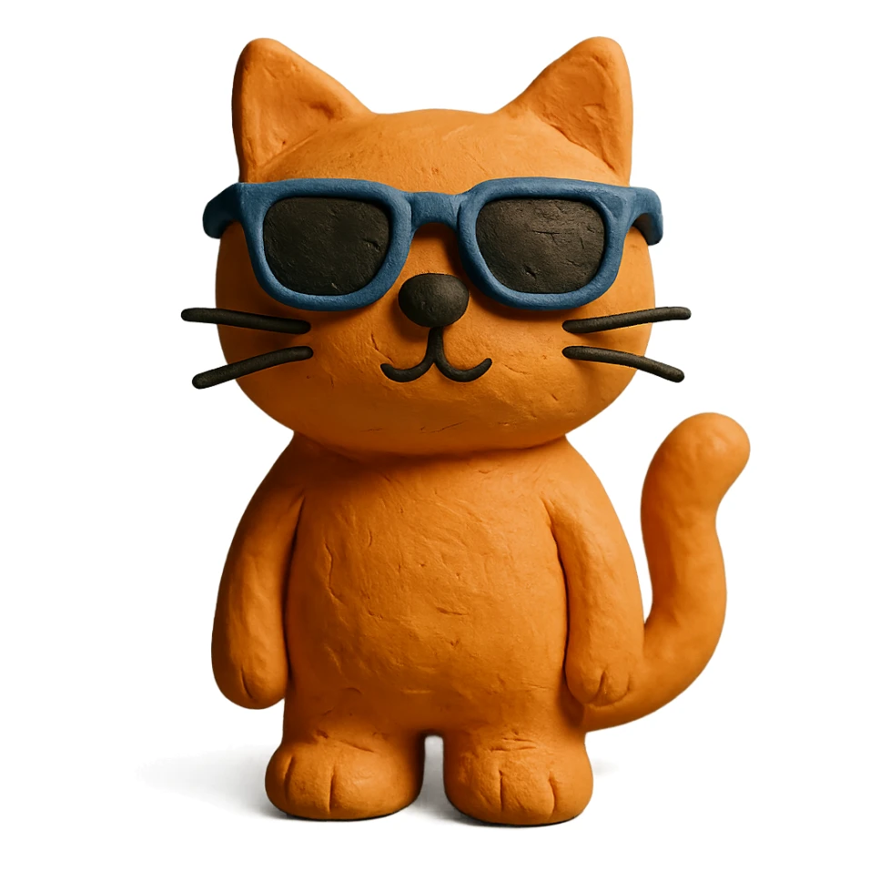 claymation style cat wearing sunglasses sticker