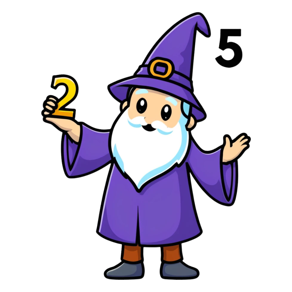 wizard holding number 5 sticker