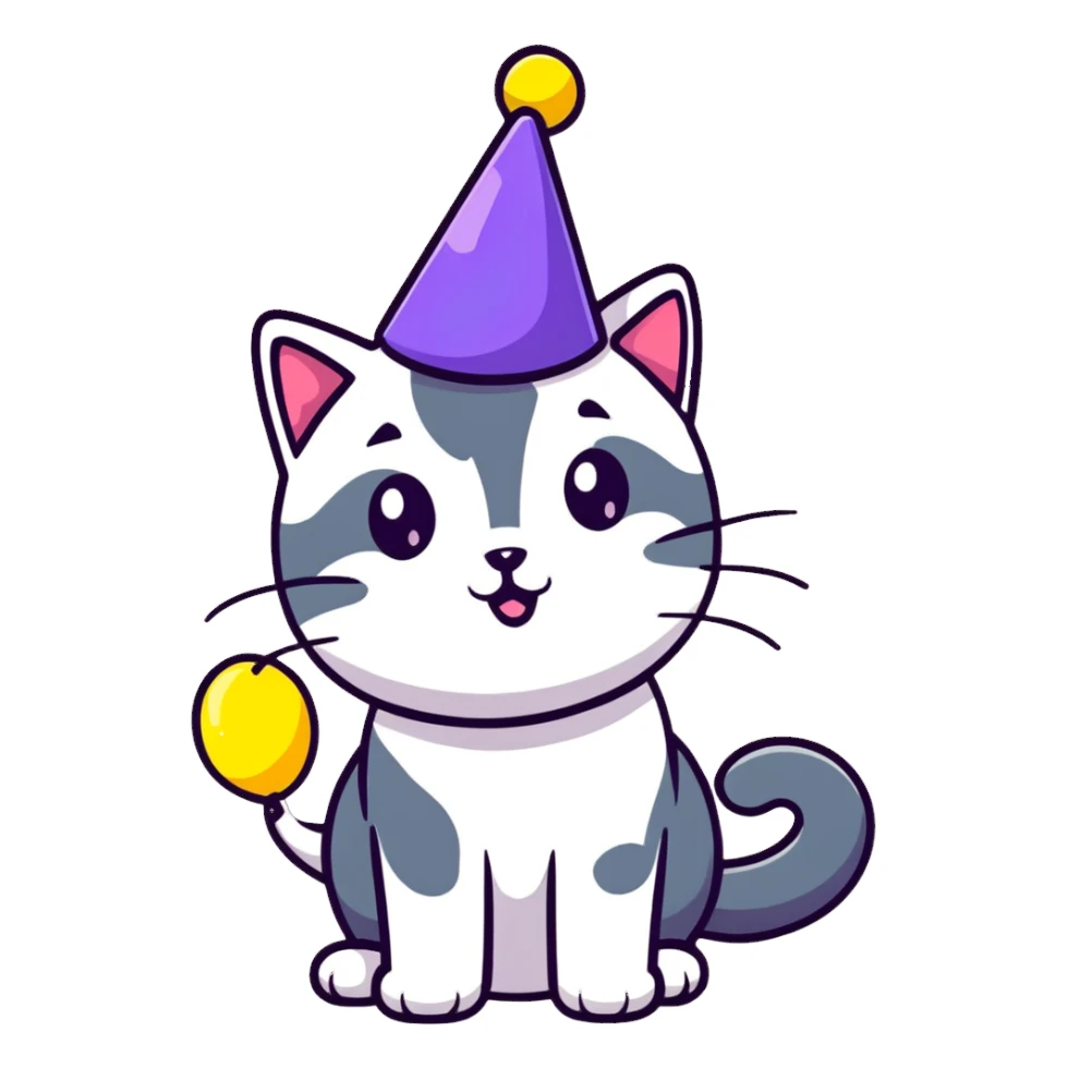 party cat with confetti sticker